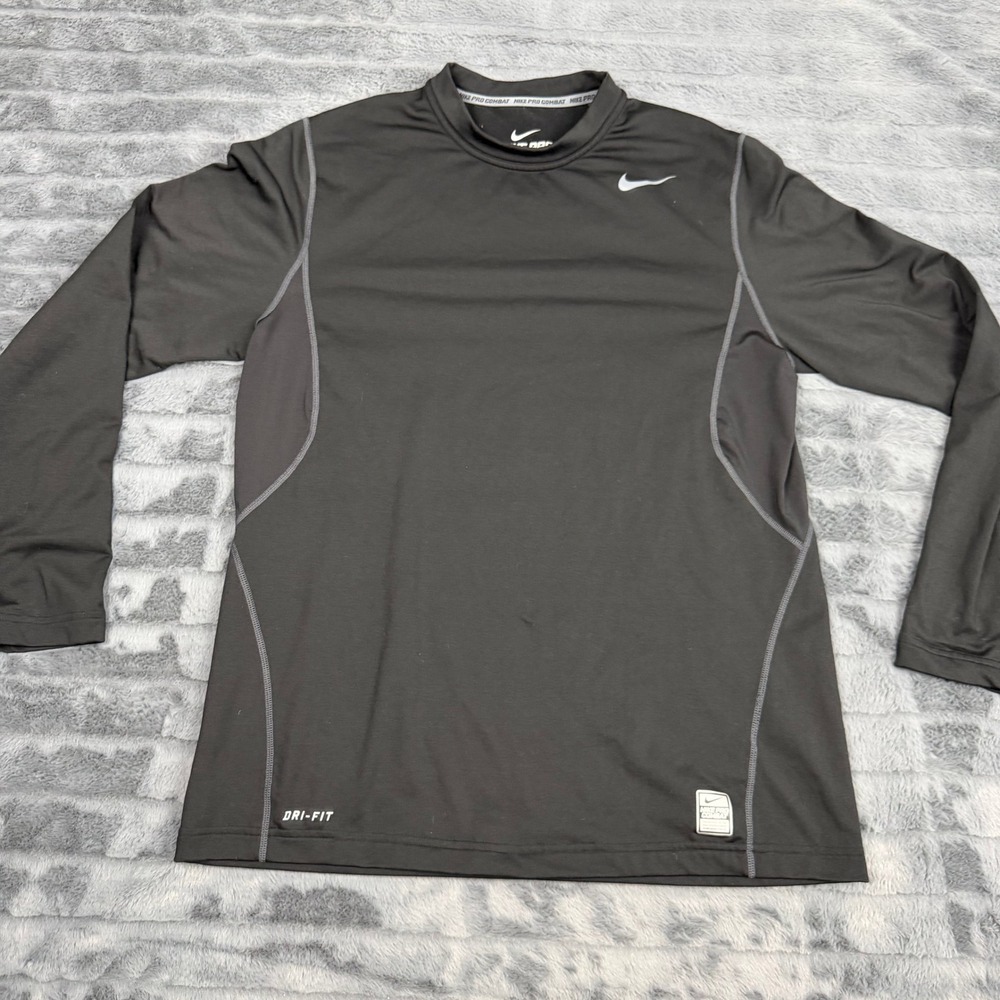 Nike Pro Combat Dri-FIT Mens Fitted Long Sleeve Training Top Black 424895-010 L